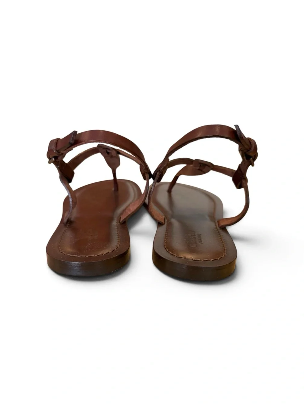 NWOT Garnet Hill Brown Leather T-Strap Sandals